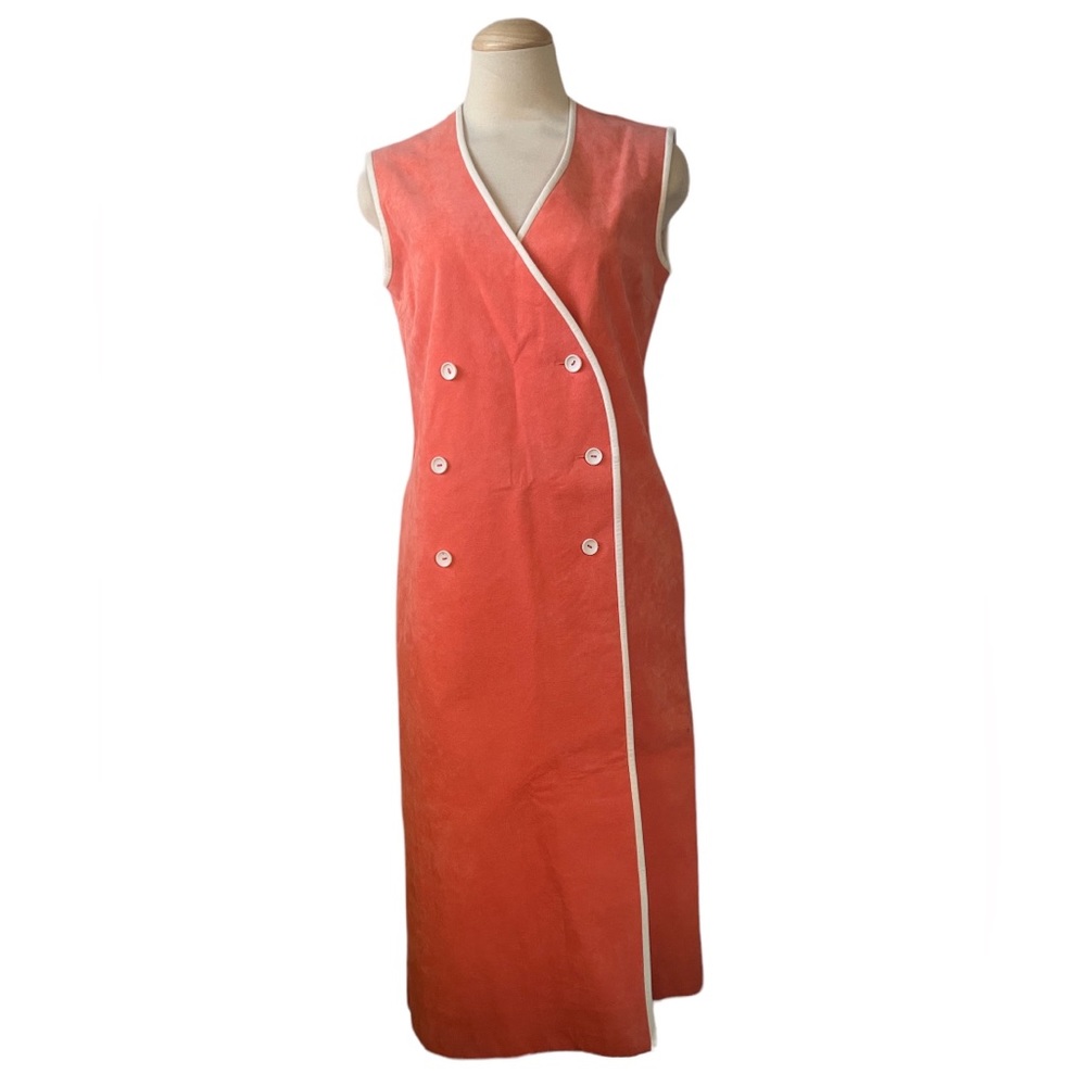 Vintage Ultra suede peach double breasted dress sz 6
